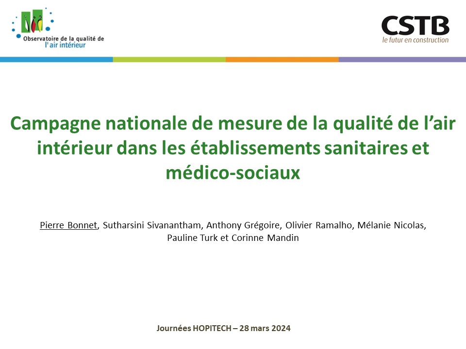 La qualité de l'air intérieur des établissements sanitaires et médico-sociaux : une campagne nationale de mesure